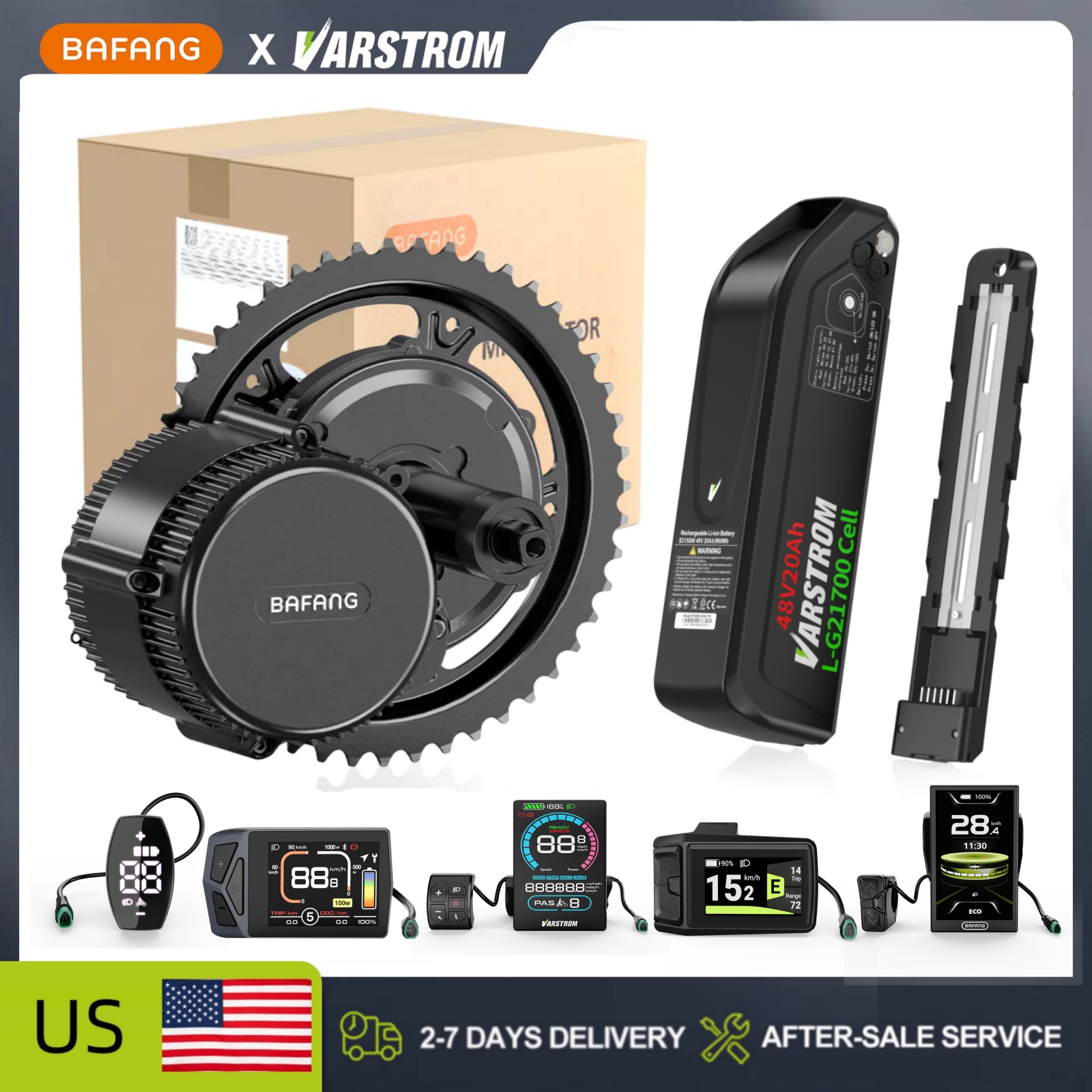 Mid Drive Conversion Kit 1000W - 【米国在庫】Bafang 48V ミッドドライブモーター＆バッテリー、電動自転車コンバージョンキット、オリジナルBBS02B 750W、BBSHD 1000W、電動自転車用エンジン